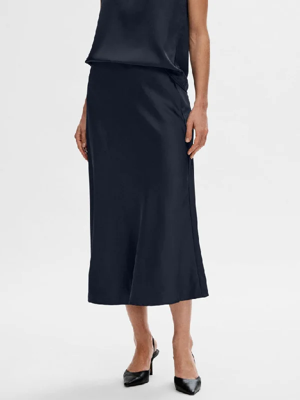 Selected Femme Lena Midi Skirt in Dark Sapphire