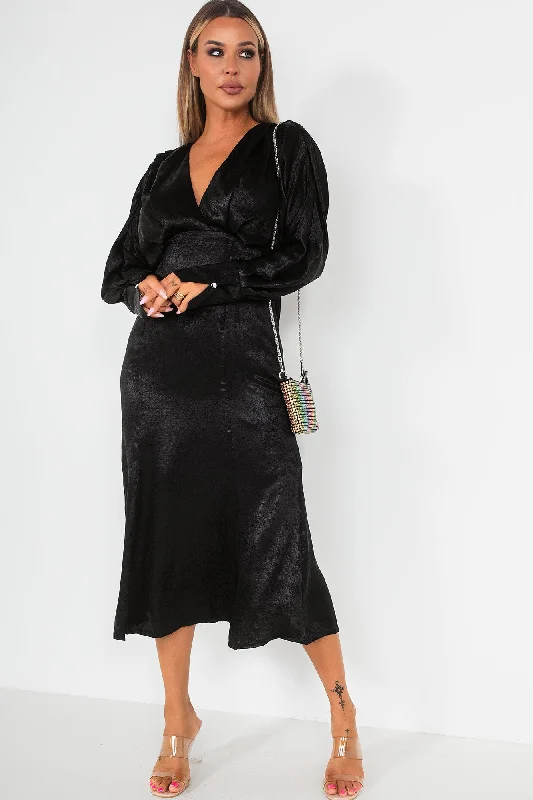 Harlow Black Metallic Midi Dress